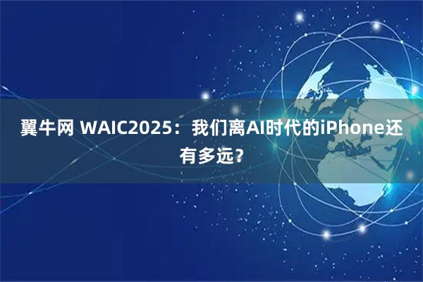 翼牛网 WAIC2025：我们离AI时代的iPhone还有多远？